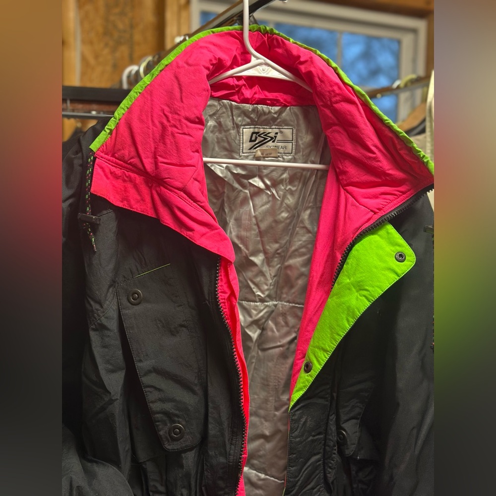 Vintage black  Ossi Jacket with Pink and Green Accents